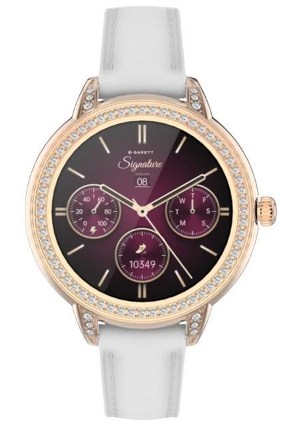 Smartwatch damski Garett Stella różowe złoto mesh AMOLED 1,1″ + biały pasek (4).jpg